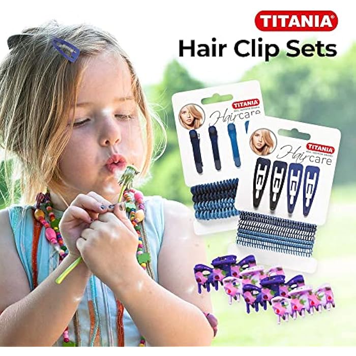 TITANIA Flower Hair Clips - 4 Pcs + Hair Elastics - 8Pcs - Image 3